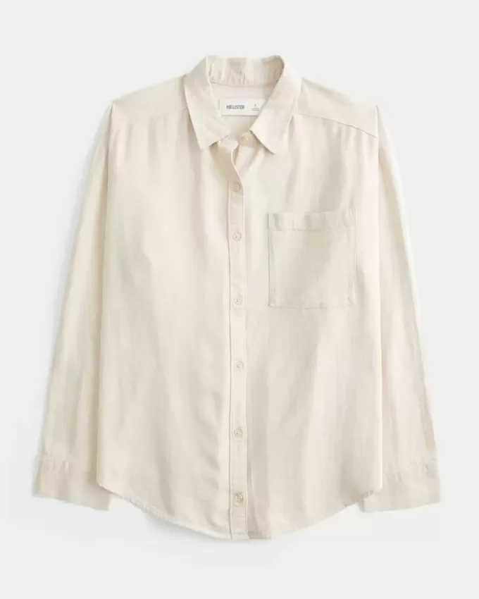 Camicia oversize in misto lino