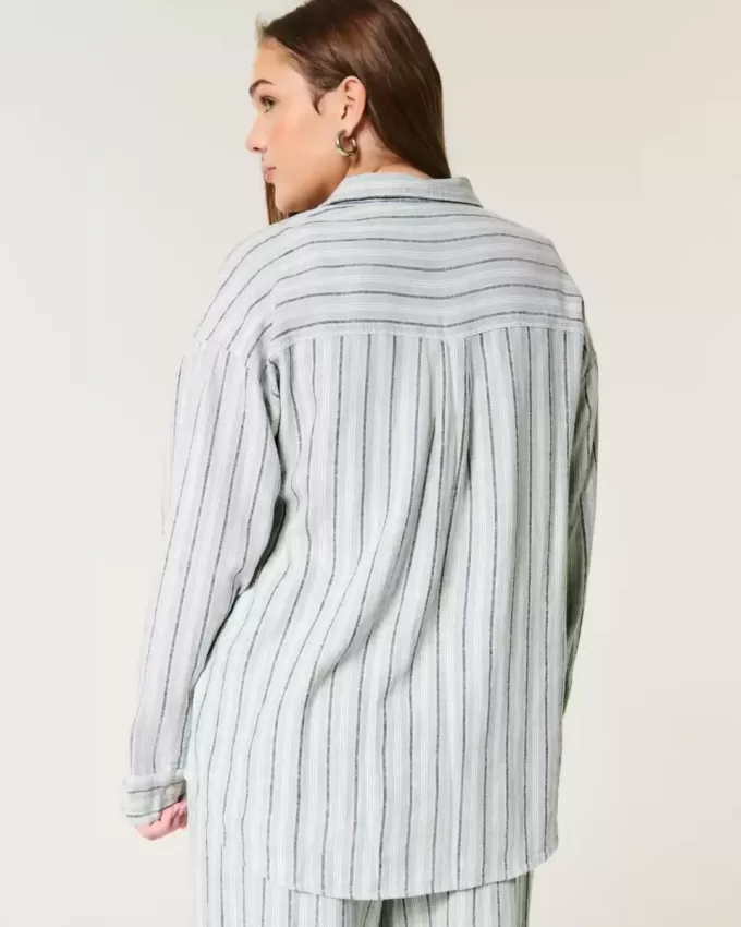 Camicia oversize in misto lino