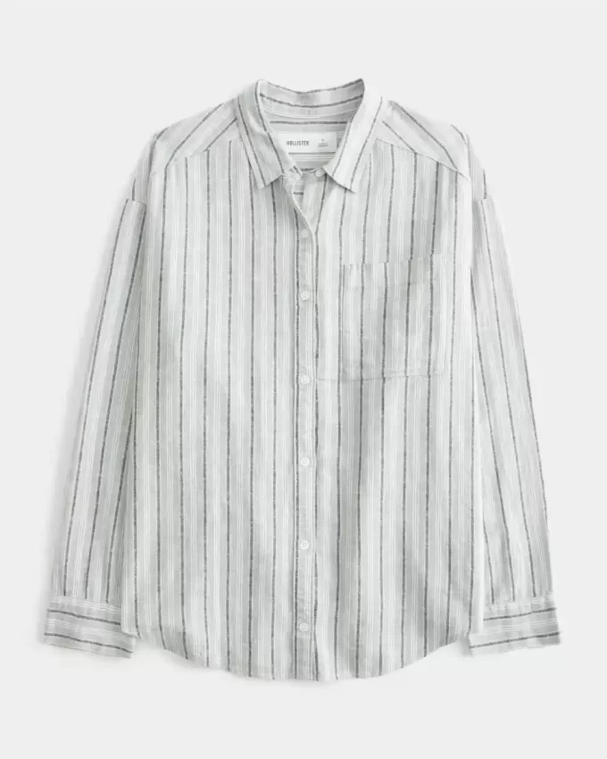 Camicia oversize in misto lino