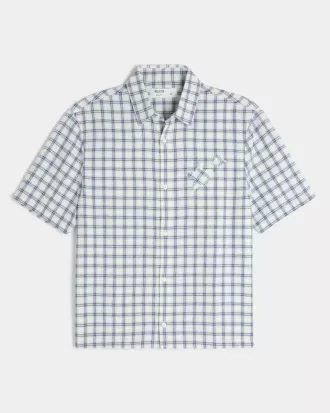 Camicia squadrata a maniche corte con applicazione a stella