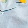 Camicia squadrata in misto lino arancione con motivo