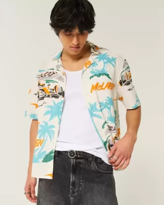 Camicia squadrata in misto lino con motivo McLaren
