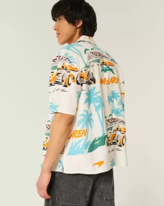 Camicia squadrata in misto lino con motivo McLaren