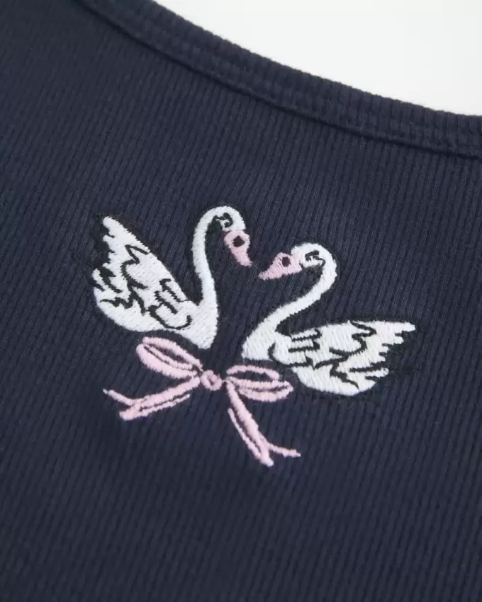 Canotta con grafica a cigno a coste