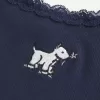 Canotta con grafica a forma di cane e bordi in pizzo