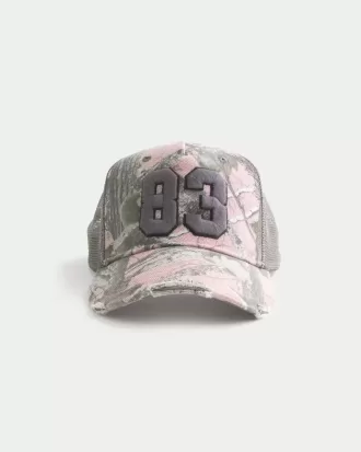 Cappello da camionista con numero grafico mimetico rosa