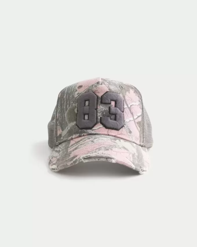 Cappello da camionista con numero grafico mimetico rosa