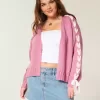 Cardigan con maniche in pizzo senza chiusura