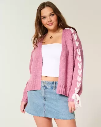 Cardigan con maniche in pizzo senza chiusura