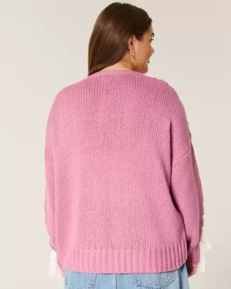 Cardigan con maniche in pizzo senza chiusura