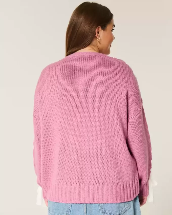 Cardigan con maniche in pizzo senza chiusura
