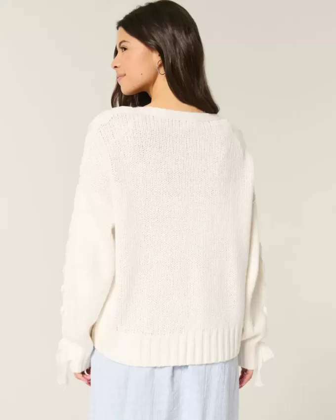 Cardigan con maniche in pizzo senza chiusura