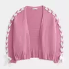 Cardigan con maniche in pizzo senza chiusura