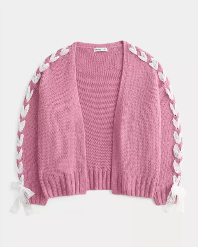 Cardigan con maniche in pizzo senza chiusura
