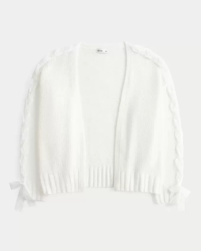 Cardigan con maniche in pizzo senza chiusura