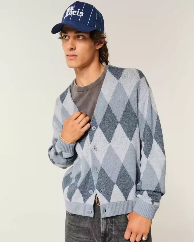 Cardigan con motivo squadrato