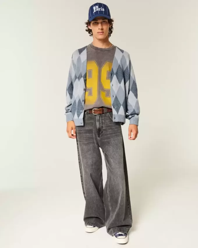 Cardigan con motivo squadrato