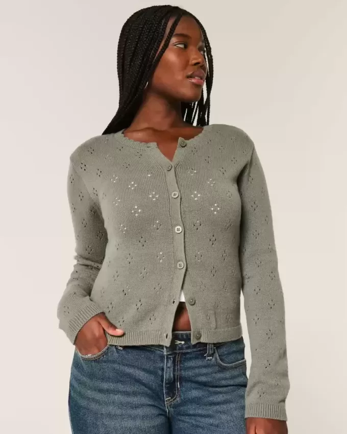 Cardigan con occhielli