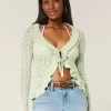 Cardigan con volant e nodo sul davanti