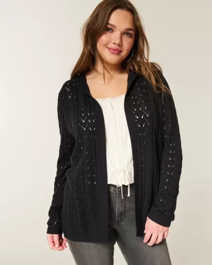 Cardigan senza chiusura con cappuccio Stitchy