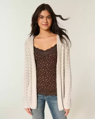Cardigan senza chiusura con cappuccio Stitchy