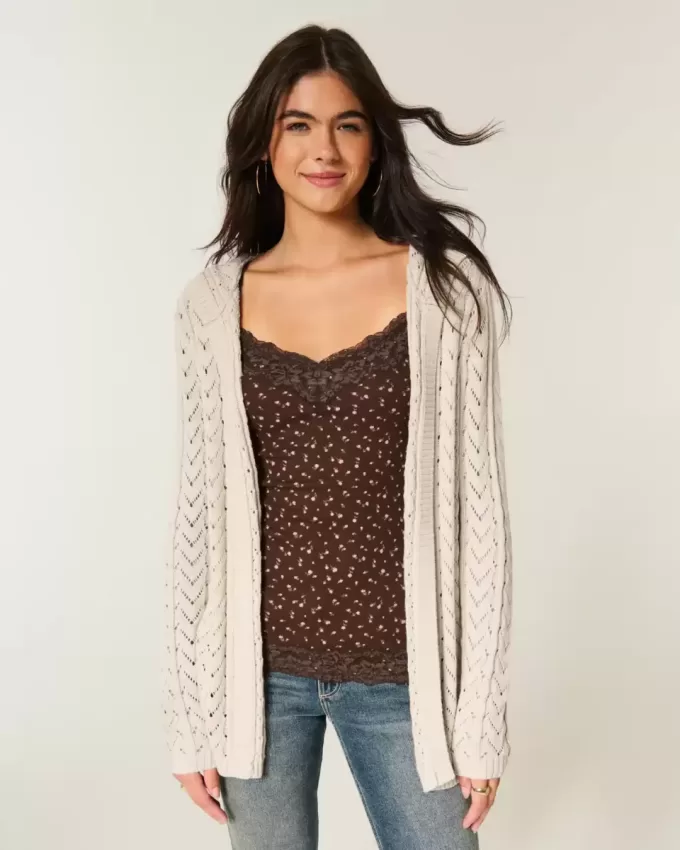 Cardigan senza chiusura con cappuccio Stitchy