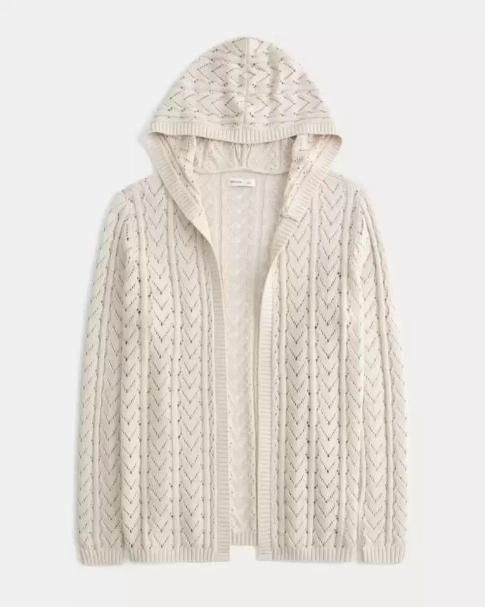 Cardigan senza chiusura con cappuccio Stitchy