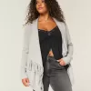 Cardigan senza chiusura con frange facili