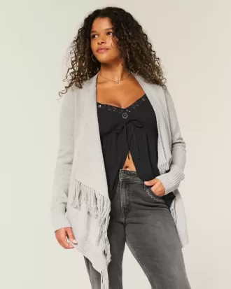 Cardigan senza chiusura con frange facili