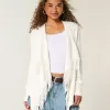 Cardigan senza chiusura con frange facili Cardigan senza chiusura con frange facili