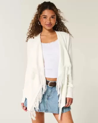 Cardigan senza chiusura con frange facili