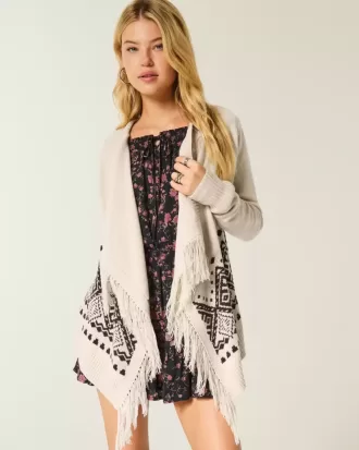 Cardigan senza chiusura con frange facili