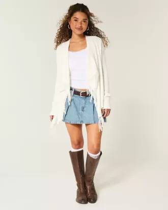 Cardigan senza chiusura con frange facili
