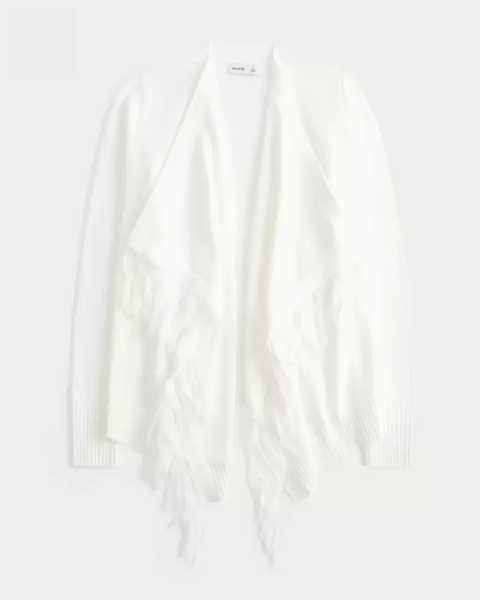 Cardigan senza chiusura con frange facili Cardigan senza chiusura con frange facili