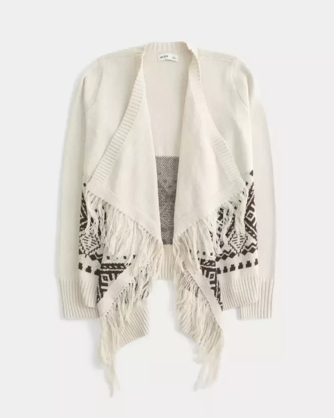 Cardigan senza chiusura con frange facili