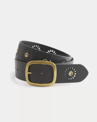 Cintura in pelle vegana con occhielli Sunburst