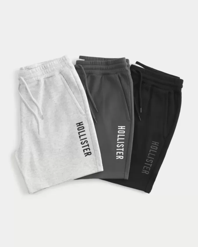 Confezione da 3 pantaloncini con logo a metà coscia in pile Feel Good Hollister