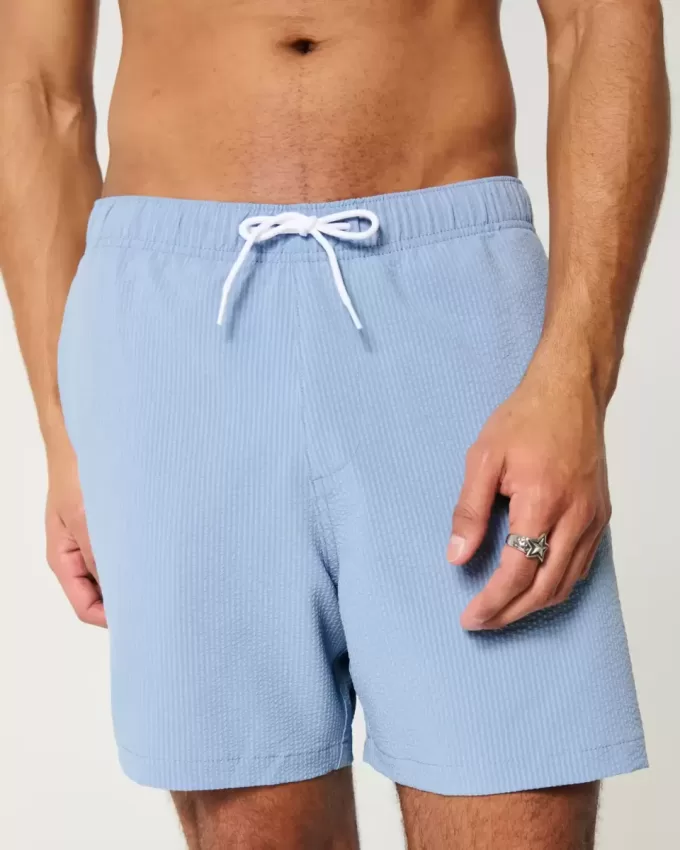 Costume da bagno Volley in seersucker a metà coscia
