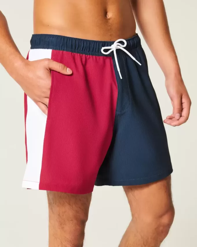 Costume da bagno Volley in seersucker a metà coscia