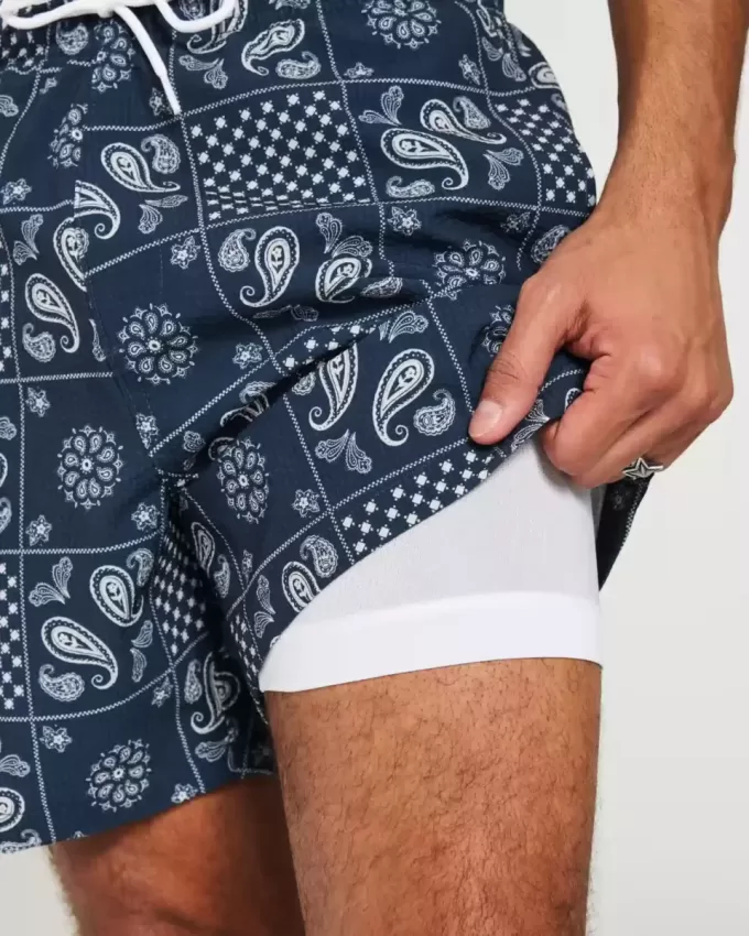 Costume da bagno Volley in seersucker a metà coscia