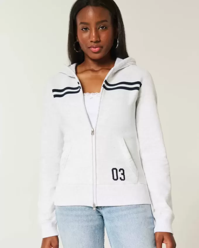 Felpa con cappuccio a righe sottili e zip