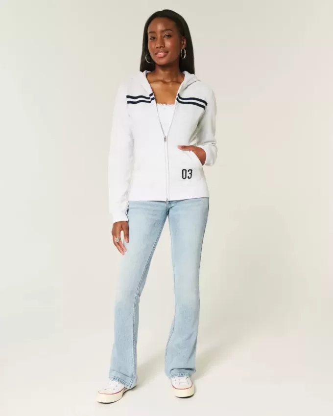 Felpa con cappuccio a righe sottili e zip