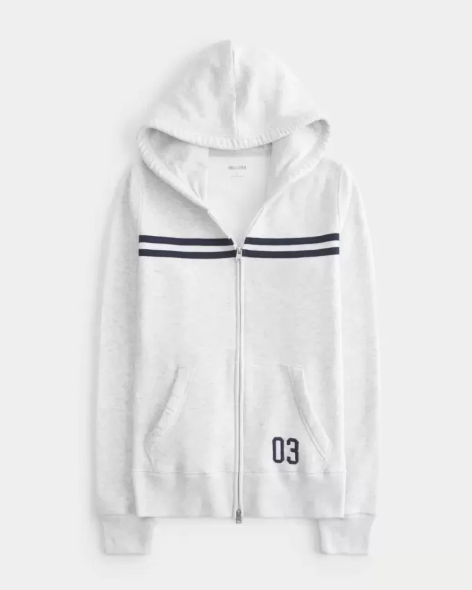 Felpa con cappuccio a righe sottili e zip