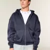 Felpa con cappuccio e cerniera squadrata