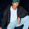 Felpa con cappuccio e cerniera squadrata