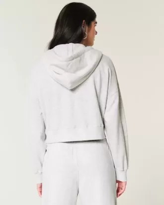Felpa con cappuccio e cerniera squadrata