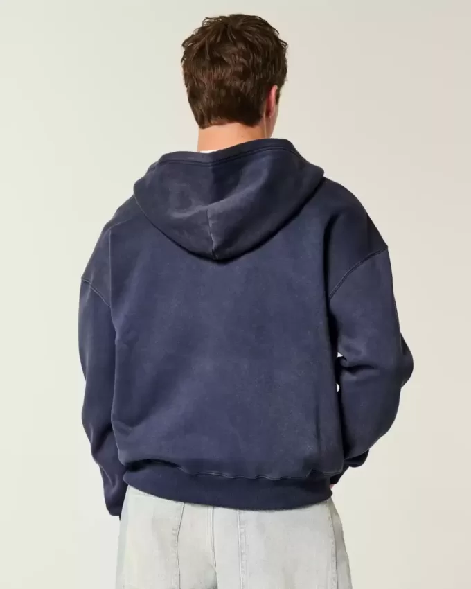Felpa con cappuccio e cerniera squadrata