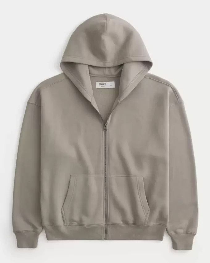 Felpa con cappuccio e cerniera squadrata