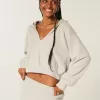 Felpa con cappuccio e scollo a V in maglia Gilly Hicks