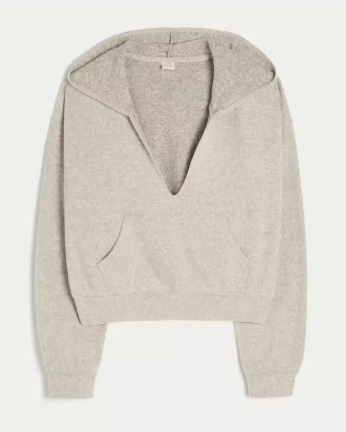 Felpa con cappuccio e scollo a V in maglia Gilly Hicks